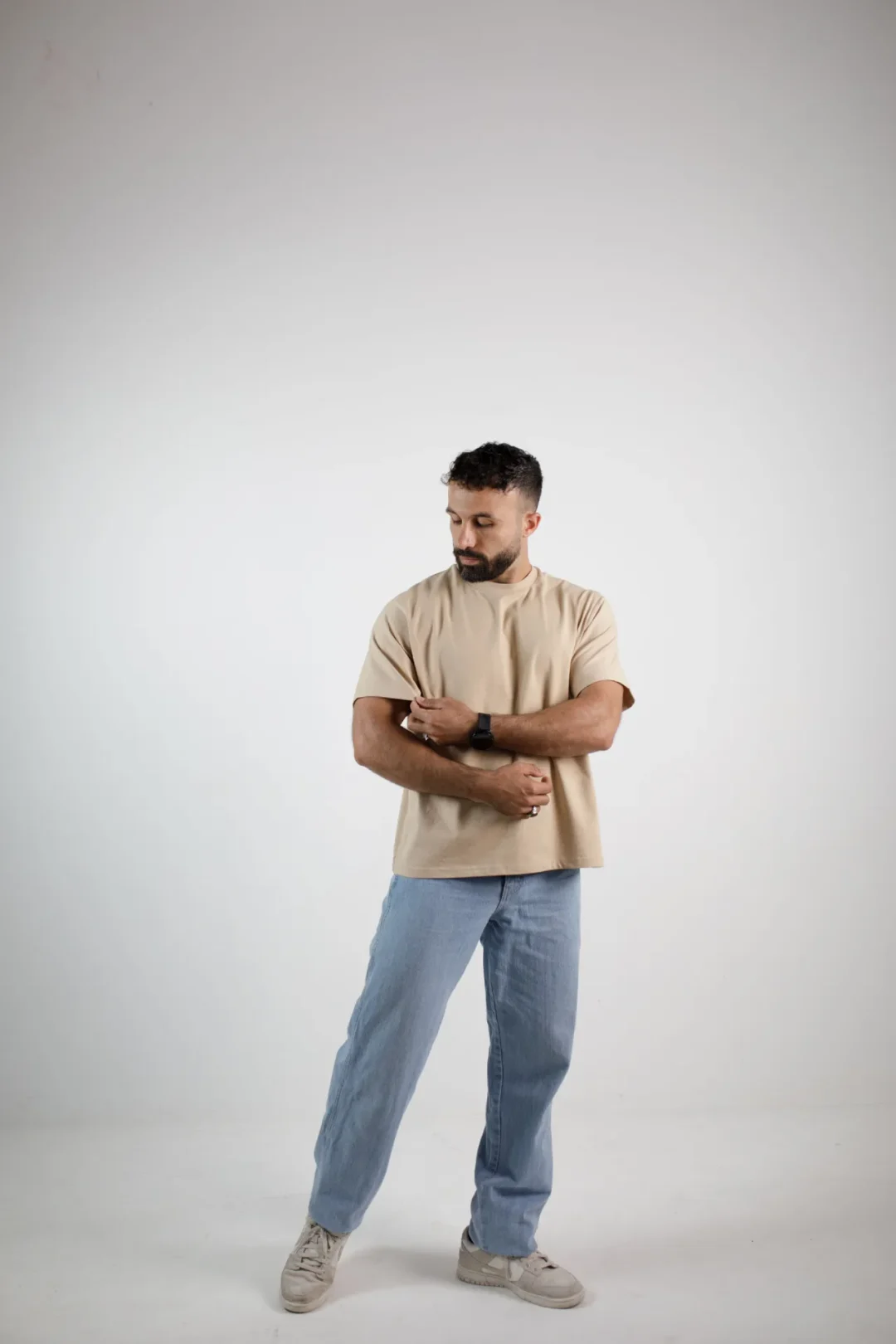 Beige Relaxed Box Fit T-shirt(Unisex)